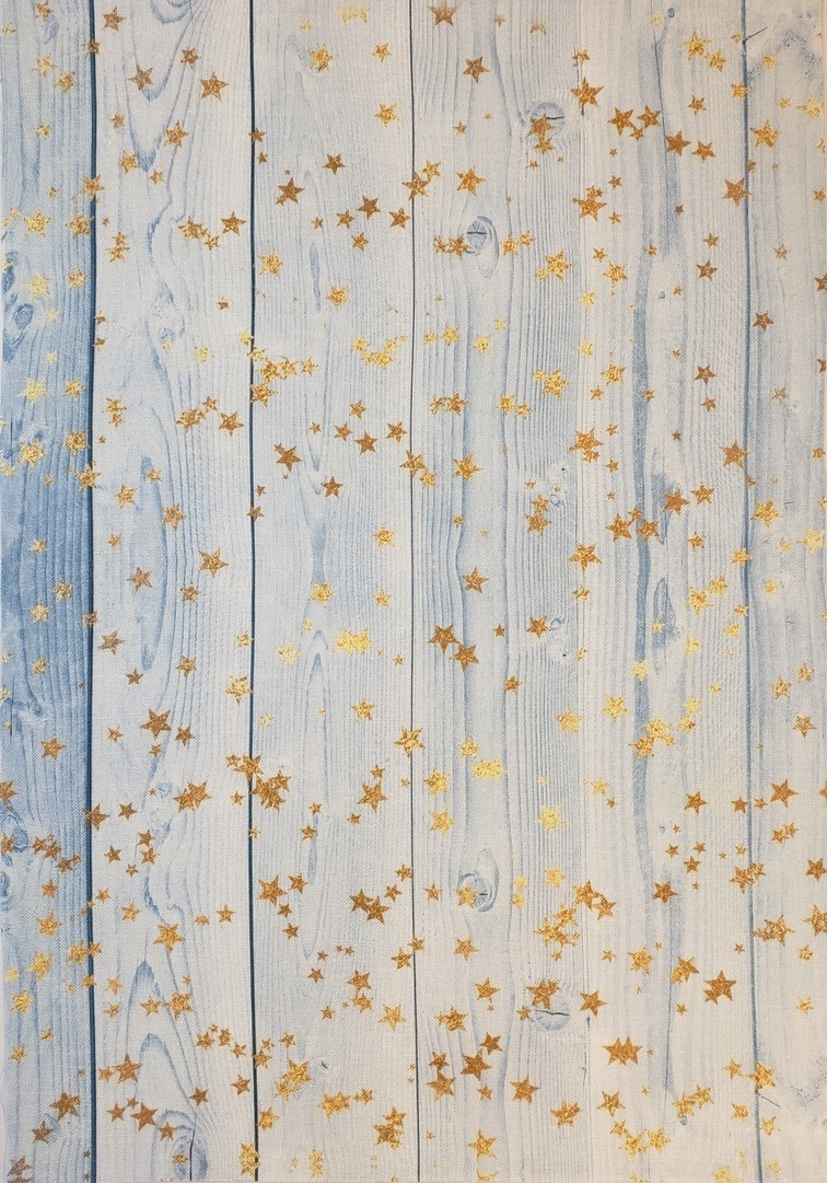 Board With Stars - Blue Patterned Cross Stitch Fabric